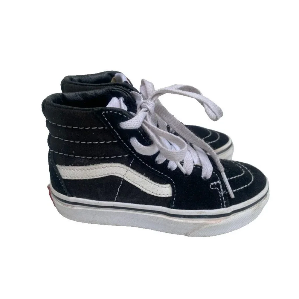 VANS Kids OG Old School-Hi LX Suede/Canvas Black & White Lace Size 11 US Toddler